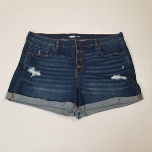 Old Navy Boyfriend Mid Rise Denim Shorts Button Fly Size 16